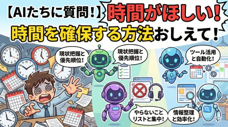【AIたちに質問！】時間がほしい！時間を確保する方法おしえて！
